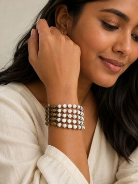 White Beaded Multi-Strand Bracelet
